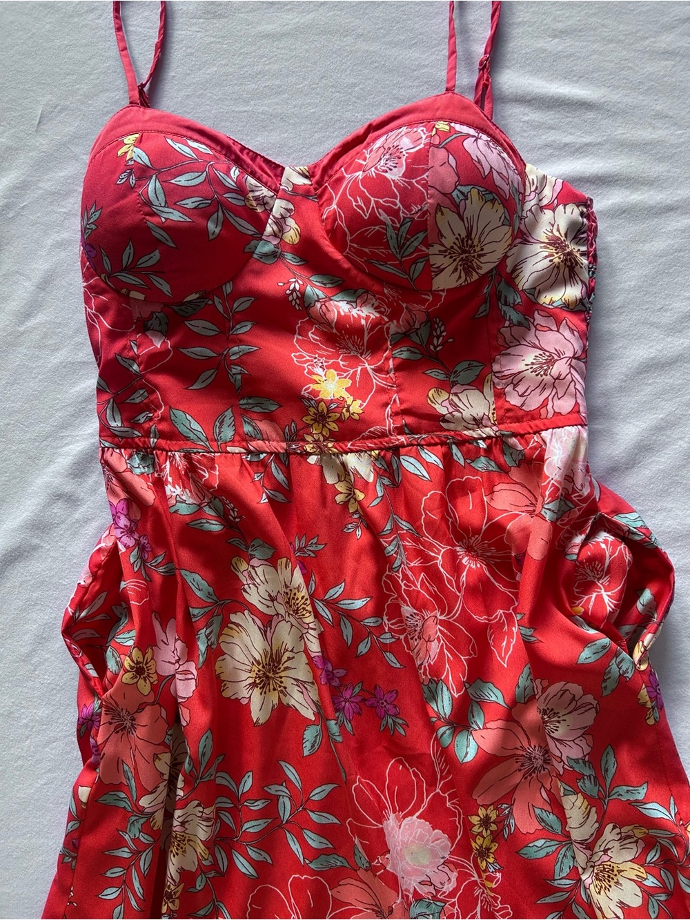 B.O.G. Collective Red Floral Bustier Maxi Dress Size M - Picture 8 of 9